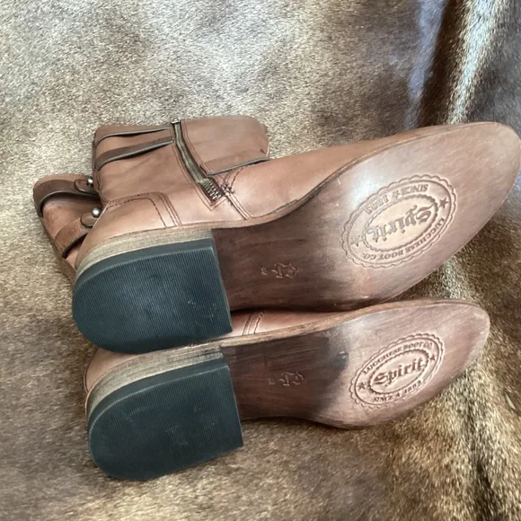 Spirit Lucchese Boot Co Mid Height Wrap Detail Leather Boots - Picture 5 of 11